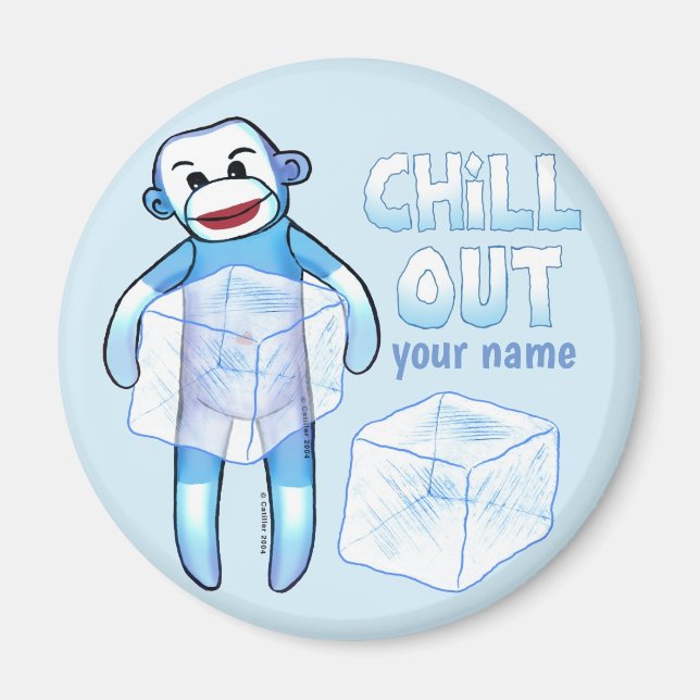Chill Out Sock Monkey  custom magnet   (Front)