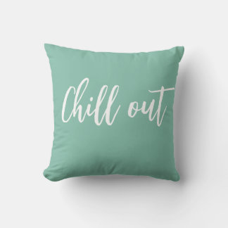 Chill Out Throw Pillow Mint Green White