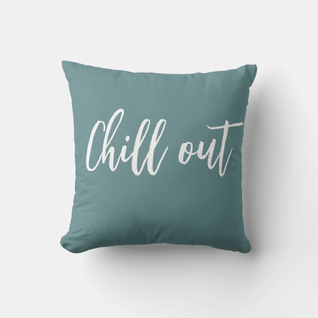 Chill Out Throw Pillow Turkish Blue White (Front)