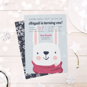 Chill Out   Winter Rabbit Birthday Party Invitation