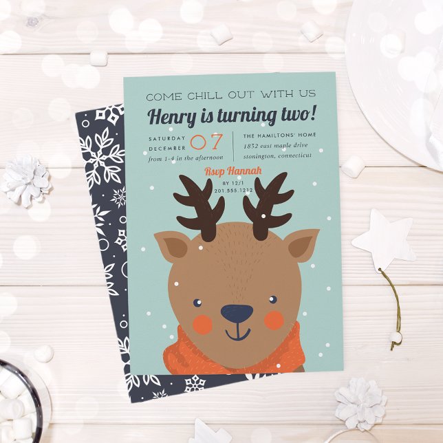 Chill Out | Winter Reindeer Birthday Party Invitation (Creator Uploaded)