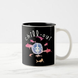 Chill-out Yoga Shark Graphic design Two-Tone Coffee Mug