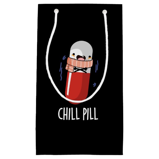 Chill Pill Funny Freezing Medicine Pun  Small Gift Bag (Front)