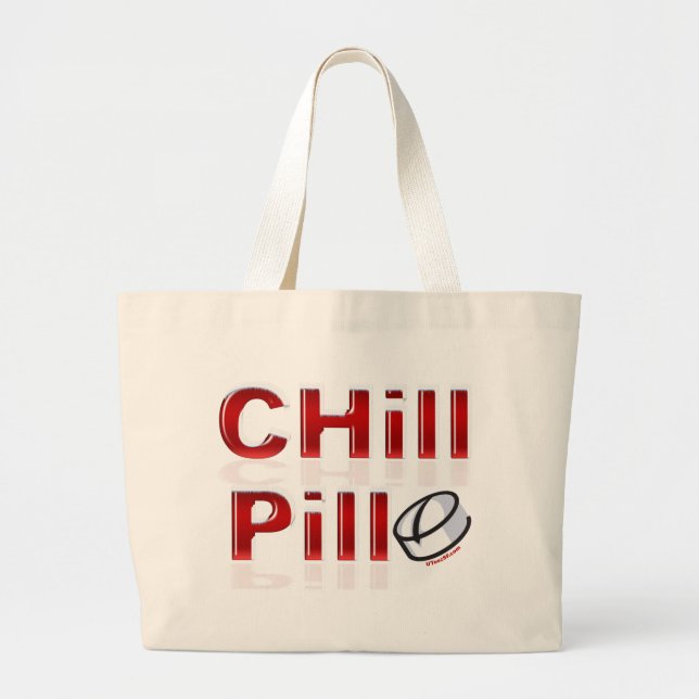 Chill Pill Funny PMS Large Tote Bag (Front)