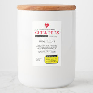 chill pills nurse graduation COOKIE JAR gift Food Label