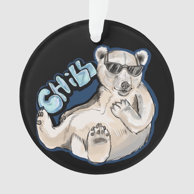Chill Polar Bear Ceramic Ornament (Front)