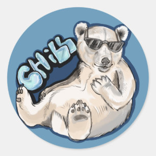 Chill Polar Bear Classic Round Sticker
