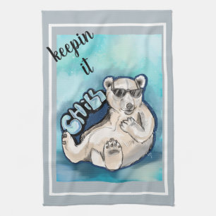 Chill Polar Bear Tea Towel