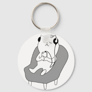 chill relax music head phones cat -1833150_920_721 key ring