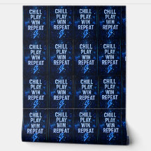 Chill, repeat futuristic blue neon pattern wallpap