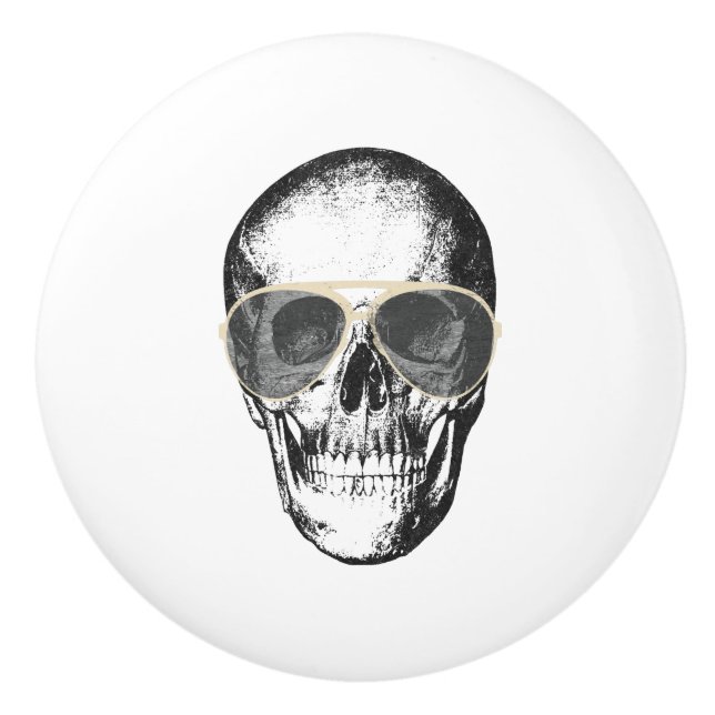 Chill Skull Vintage Sunglasses Ceramic Knob (Front)