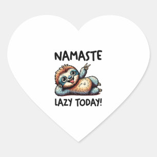 Chill Sloth Namaste Lazy Vibes Heart Sticker