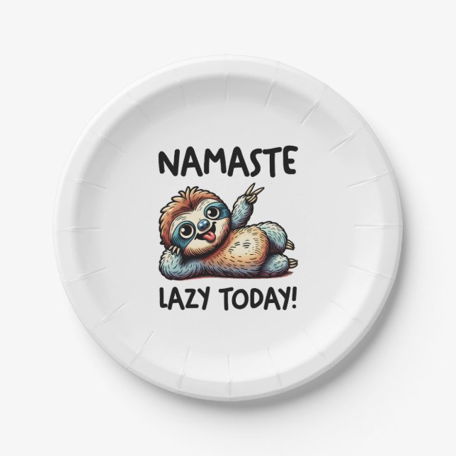 Chill Sloth Namaste Lazy Vibes Paper Plate (Front)
