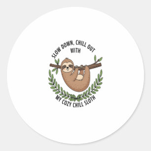 Chill Sloth, USA Animal Classic Round Sticker
