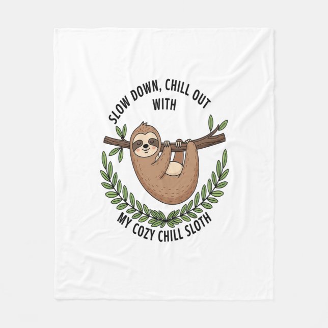 Chill Sloth, USA Animal Fleece Blanket (Front)
