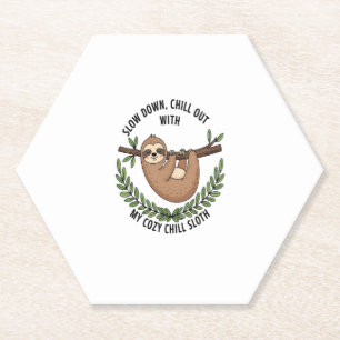 Chill Sloth, USA Animal Paper Coaster