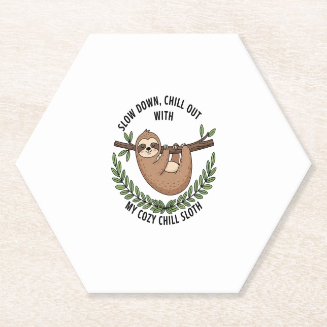 Chill Sloth, USA Animal Paper Coaster (Front)