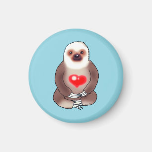 Chill Sloth with Glowing Heart Magnet