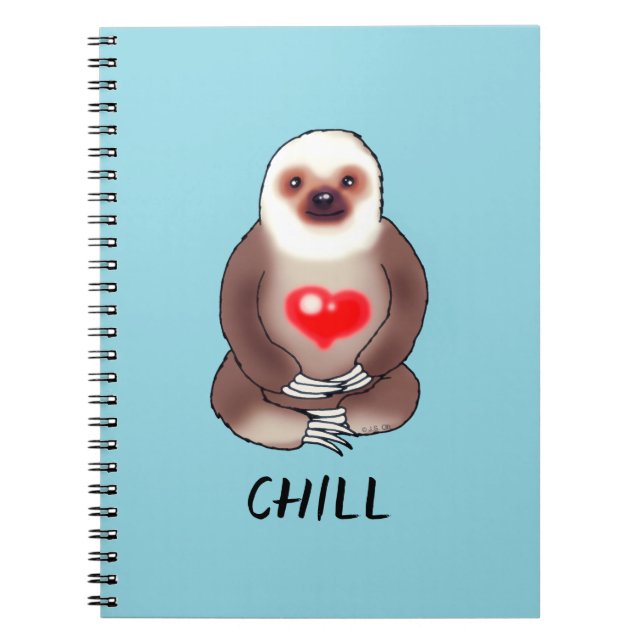 Chill Sloth with Glowing Heart Notebook (Front)