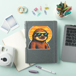 Chill Sloth with Sunglasses - Retro Sunset Vibes C