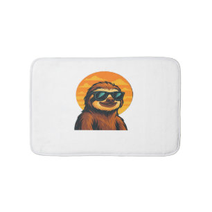 Chill Sloth with Sunglasses - Retro Sunset Vibes C Bath Mat