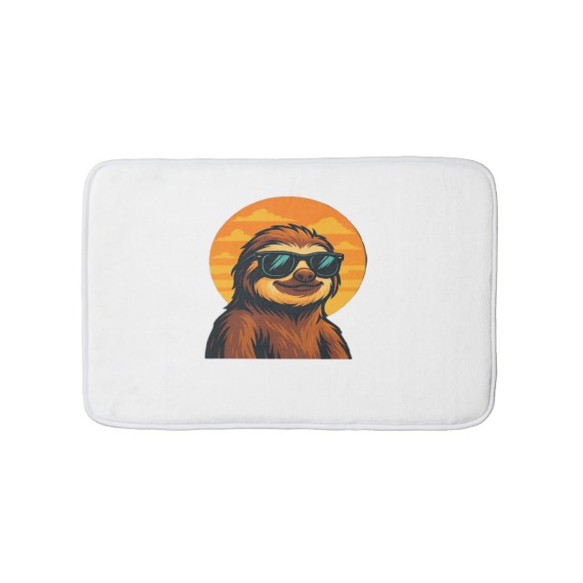 Chill Sloth with Sunglasses - Retro Sunset Vibes C Bath Mat (Front)