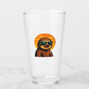 Chill Sloth with Sunglasses - Retro Sunset Vibes C Glass