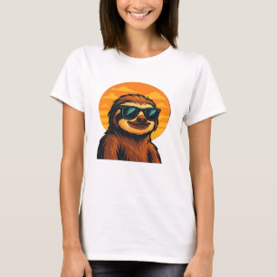 Chill Sloth with Sunglasses - Retro Sunset Vibes C T-Shirt
