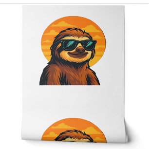 Chill Sloth with Sunglasses - Retro Sunset Vibes C Wallpaper