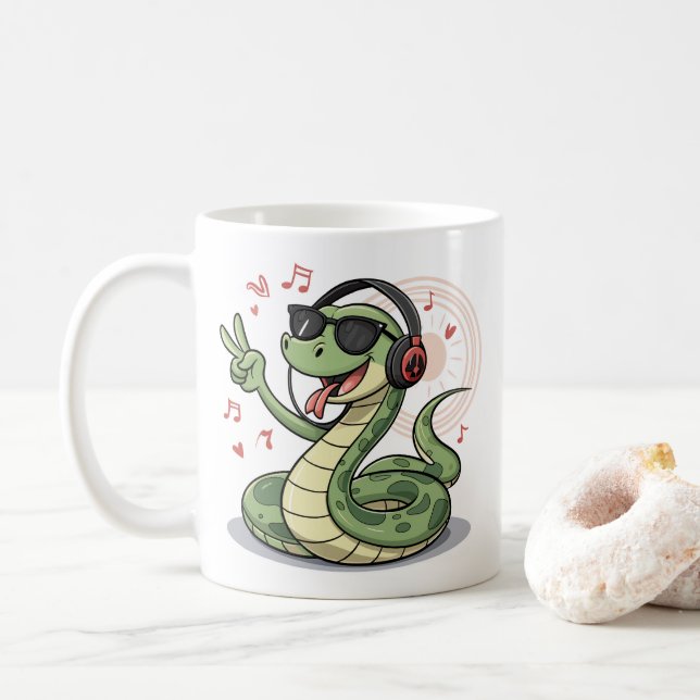 Chill Snake Tunes Funny Mugs & Cups Design (With Donut)