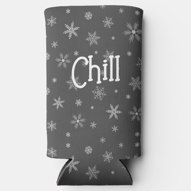 chill snowflkes  seltzer can cooler (Front)