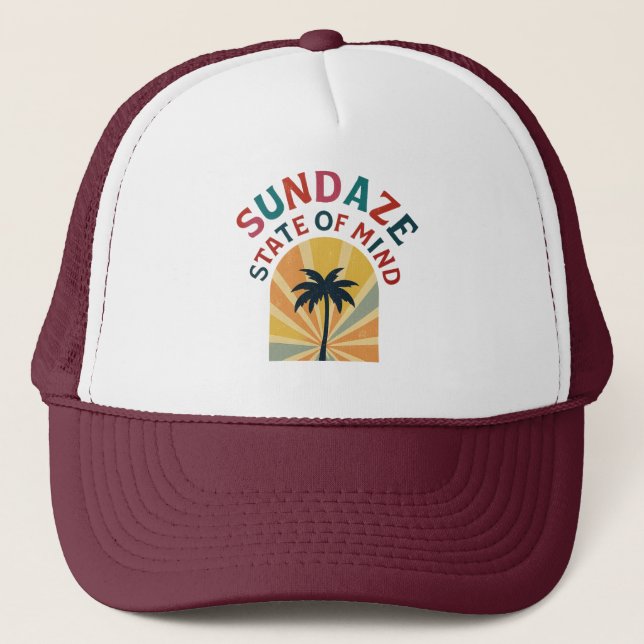 Chill Summer Aesthetic Lifestyle Beach Vibes Trucker Hat (Front)