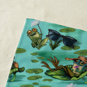 Chill Summer Frogs Beach Towel