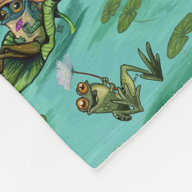 Chill Summer Frogs  Fleece Blanket (Corner)