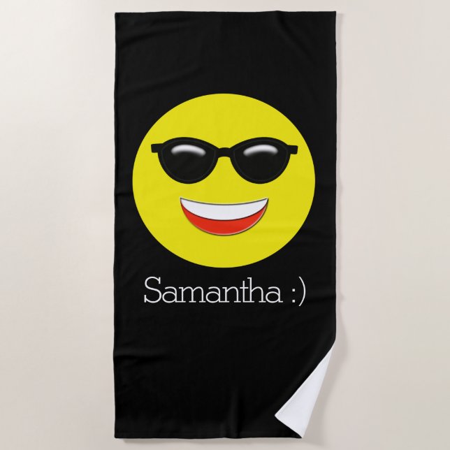 Chill Sunglasses Emoji Beach Towel (Front)