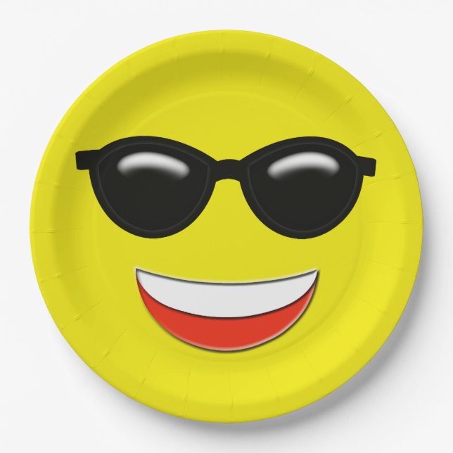Chill Sunglasses Emoji Paper Plate (Front)