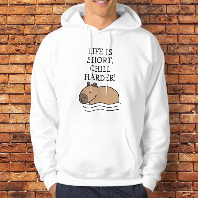 Chill Swimming Capybara Funny Quote Personalised Hoodie (Life is short, chill harder! like capybara)