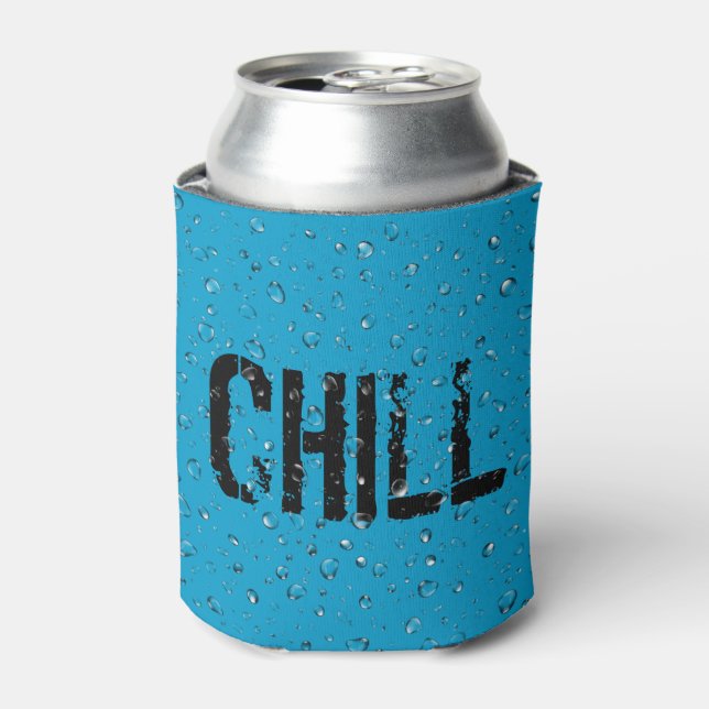 Chill Text and Water Droplet  Can Cooler (Can Front)
