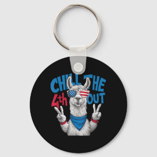 Chill the 4th Out Llama Funny Patriotic Key Ring