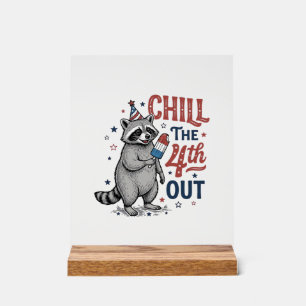 Chill The 4th Out Racoon Patriotic Shirt Design ( Acrylic Sign