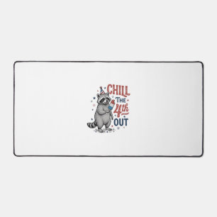 Chill The 4th Out Racoon Patriotic Shirt Design ( Desk Mat