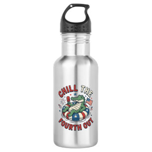 Chill The Fourth Out Alligator Patriotic Shirt Des 532 Ml Water Bottle
