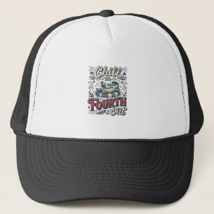 Chill The Fourth Out Alligator Patriotic Shirt Des Trucker Hat