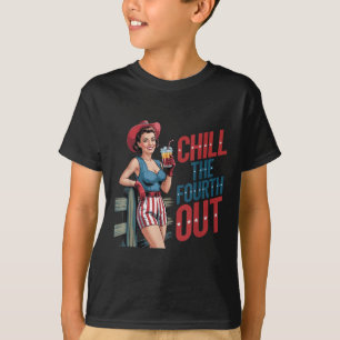 Chill The Fourth Out Cowboy Girl 4th Of July Indep T-Shirt