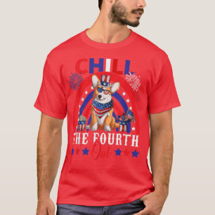 Chill The Fourth Out Cute Corgi Dog Rainbow 4th Of T-Shirt