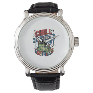 Chill The Fourth Out Funny Alligator Summer Shirt  Watch