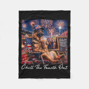 Chill The Fourth Out Funny German Shepherd Coffee Fleece Blanket