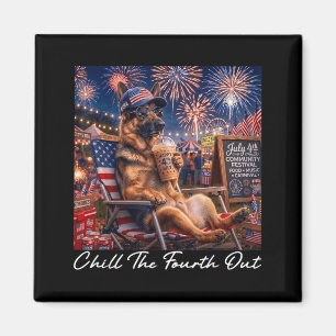 Chill The Fourth Out Funny German Shepherd Coffee Magnet