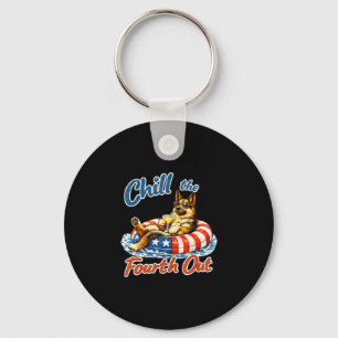 Chill the fourth out funny german shepherd dog key ring