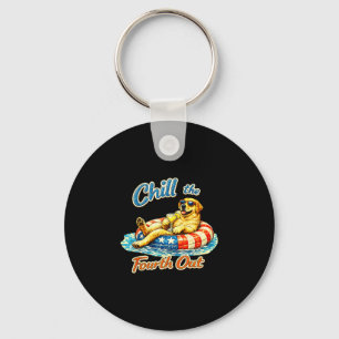 Chill the fourth out funny labrador retriever dog key ring